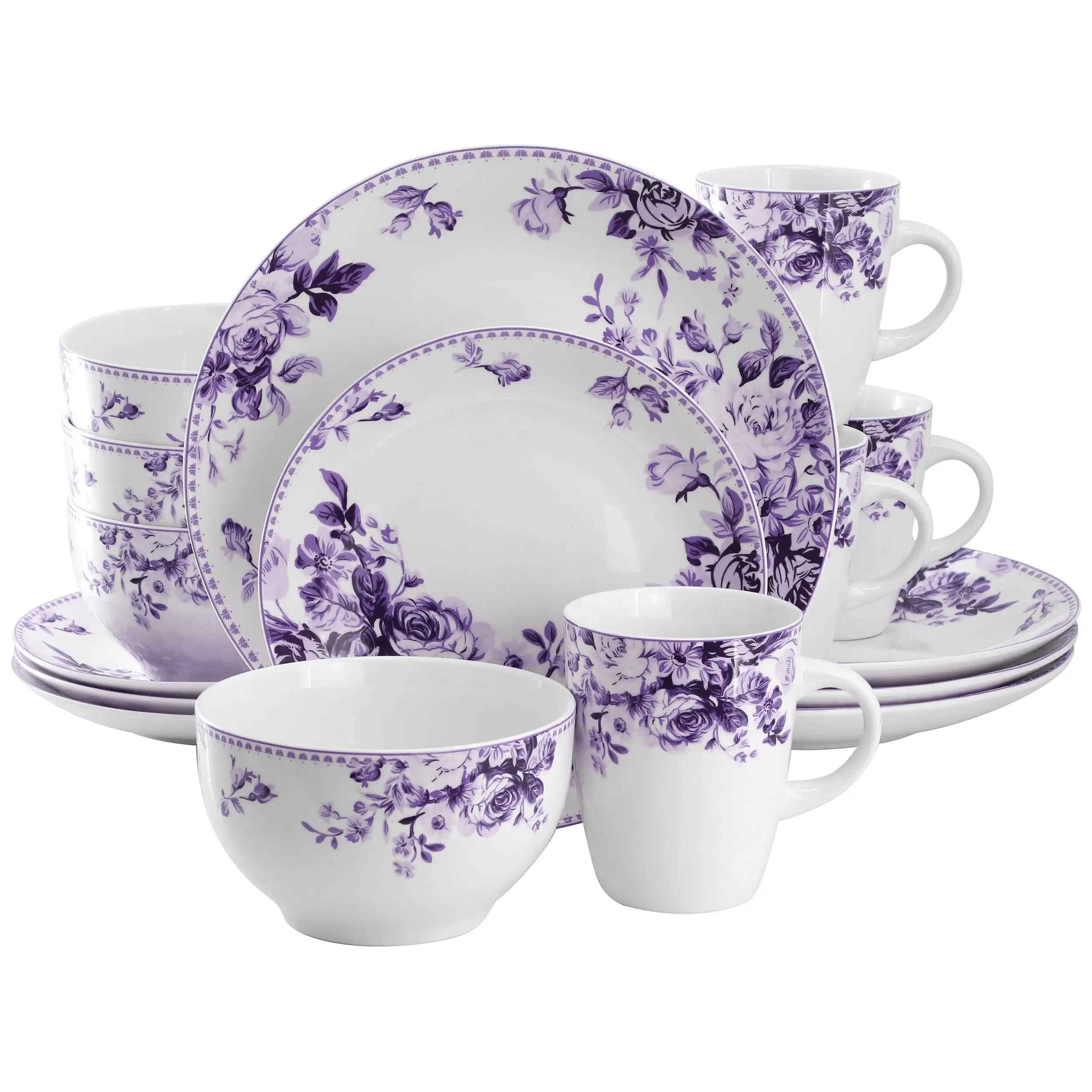 Purple Rose Pattern 16-Piece Stoneware Dinnerware Set
Purple Rose Pattern 16-Piece Stoneware Dinnerware Set