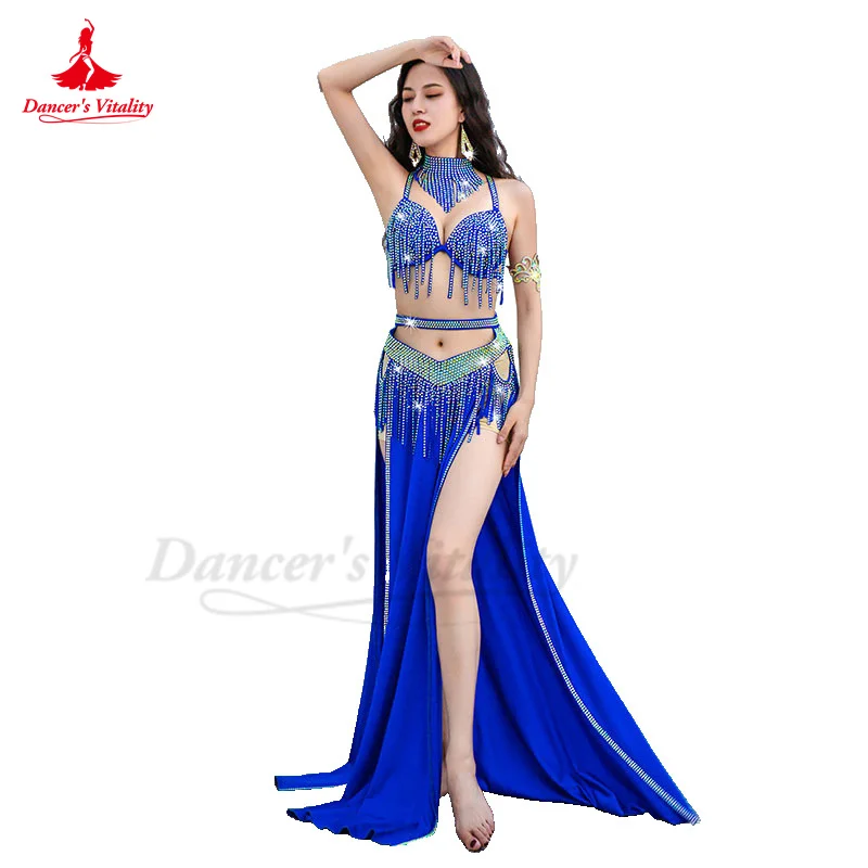 Belly Dance Performance Costume Suit Women Children Customsized AB Stones Bra+necklace+split Long Skirt 3pcs Bellydance Outfit
Belly Dance Performance Costume Suit Women Children Customsized AB Stones Bra+necklace+split Long Skirt 3pcs Bellydance Outfit