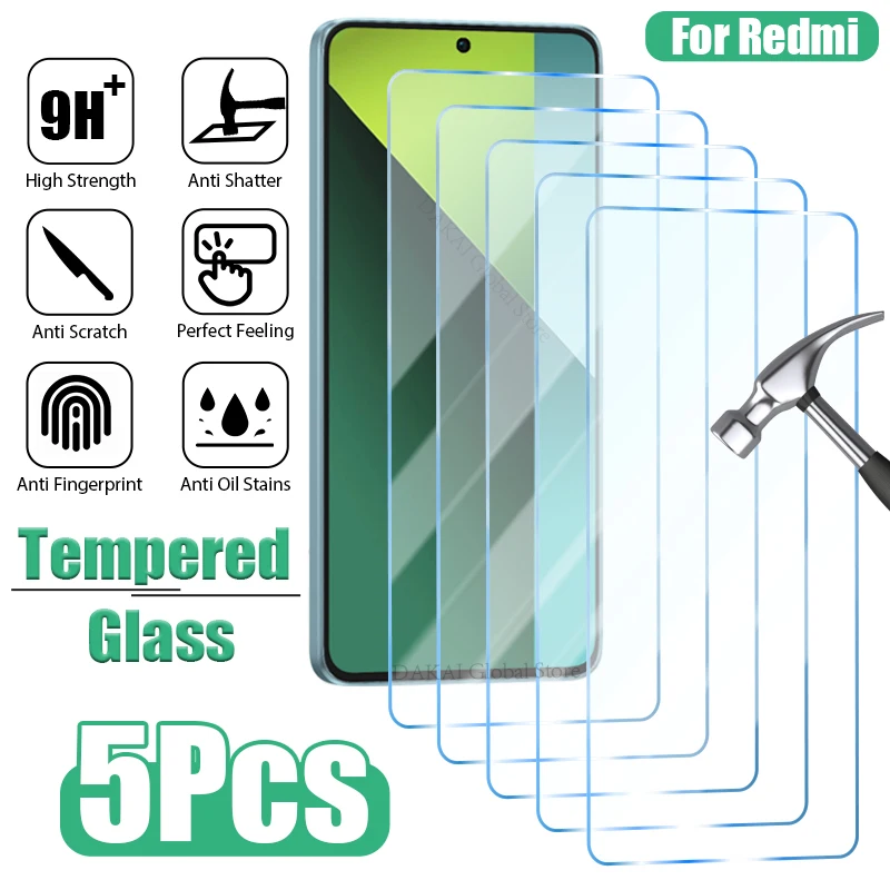 5PCS Tempered Glass For Redmi Note 15 Pro 12 Pro Plus Note 10 5G Screen Protector for Redmi 15 15C 4G 13C 10C 9 Protective glass
5PCS Tempered Glass For Redmi Note 15 Pro 12 Pro Plus Note 10 5G Screen Protector for Redmi 15 15C 4G 13C 10C 9 Protective glass