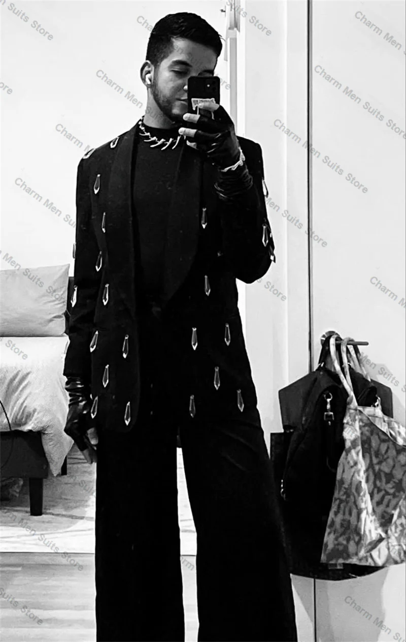 Crystals Black Men Suits Pants Set 2 Piece Blazer+Trousers Customized Wedding Tuxedo Cotton Formal Office Wedding Prom Jacket
Crystals Black Men Suits Pants Set 2 Piece Blazer+Trousers Customized Wedding Tuxedo Cotton Formal Office Wedding Prom Jacket