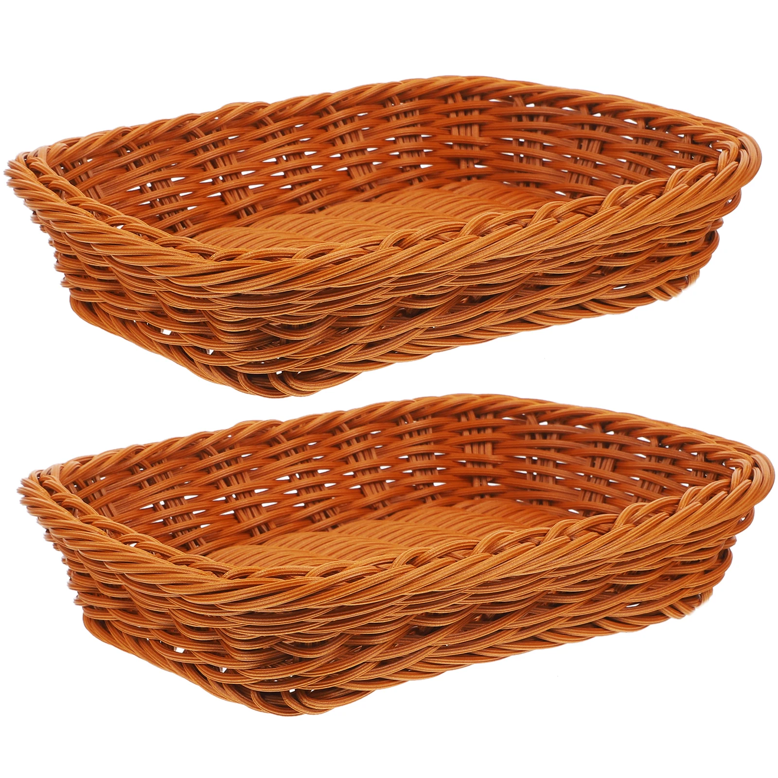 2Pcs Rattan Storage Basket Bread Baskets PP Proofing Fruit plastic imitation kitchen container food serving trays
2Pcs Rattan Storage Basket Bread Baskets PP Proofing Fruit plastic imitation kitchen container food serving trays