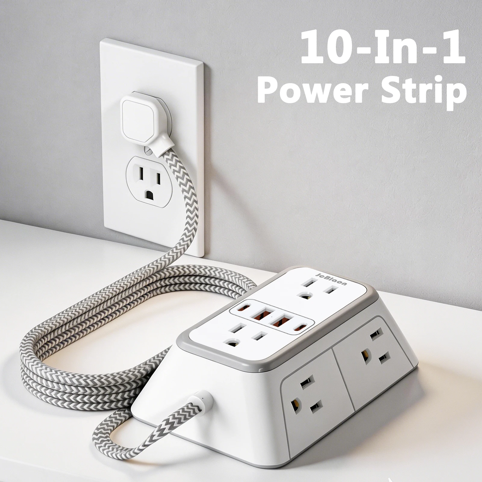 US Plug Power Strip with Extension Cord 6 Outlets 4 USB (2 USB C) 5FT Braided Cord Ultra Thin Flat Plug for Desktop Organizer
US Plug Power Strip with Extension Cord 6 Outlets 4 USB (2 USB C) 5FT Braided Cord Ultra Thin Flat Plug for Desktop Organizer