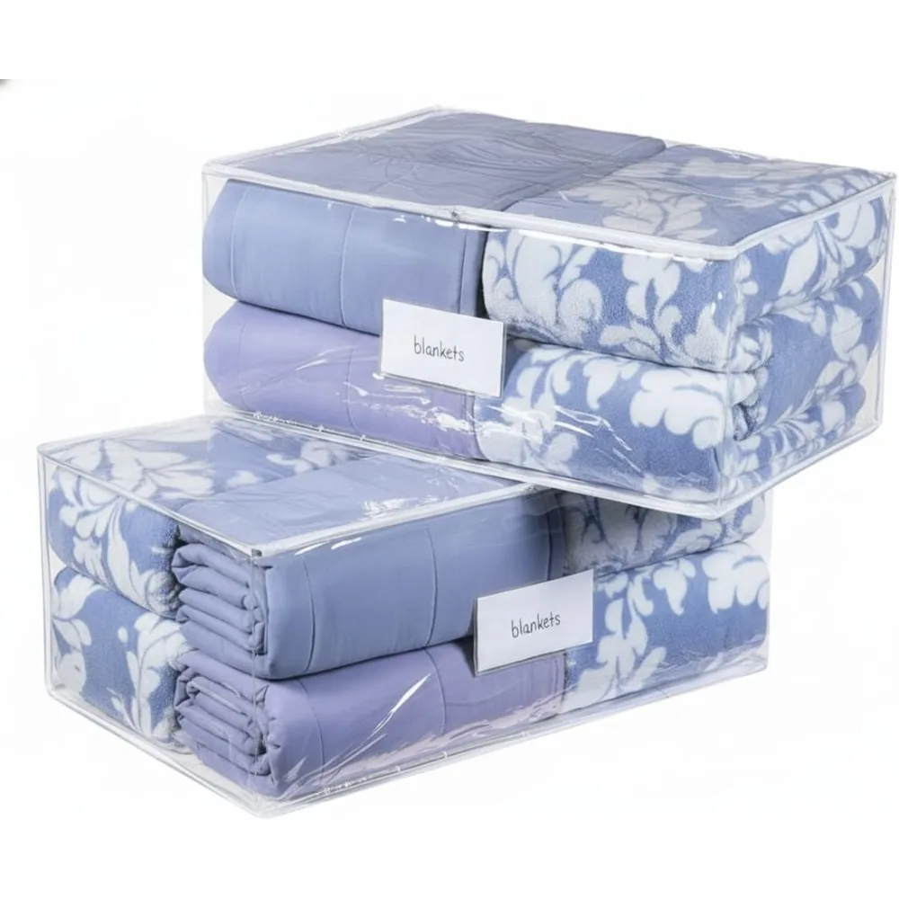 Clear Blanket Storage Bag (2-Pack) - Vinyl Clothing Organizers with Zipper & Label Pocket - Protects from Dust, Moisture & Dirt - Ideal for Underbed Storage Sheets, Comforters & Bedding
Clear Blanket Storage Bag (2-Pack) - Vinyl Clothing Organizers with Zipper & Label Pocket - Protects from Dust, Moisture & Dirt - Ideal for Underbed Storage Sheets, Comforters & Bedding