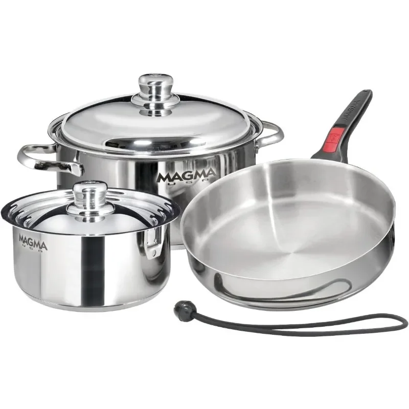 Magma 7 Piece Gourmet Nesting Stainless Steel Cookware Set, Induction Compatible, Oven Safe to 500°F Suitable for All Stovetops
Magma 7 Piece Gourmet Nesting Stainless Steel Cookware Set, Induction Compatible, Oven Safe to 500°F Suitable for All Stovetops