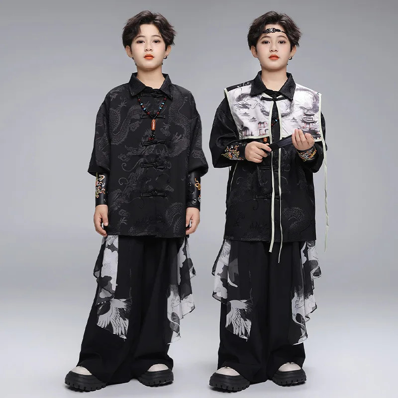 Chinese Style Children's Clothing Black Dance Suit Stage Costume Jazz Dance Performance Clothes Tops Pants Street Dancewear 3028
Chinese Style Children's Clothing Black Dance Suit Stage Costume Jazz Dance Performance Clothes Tops Pants Street Dancewear 3028