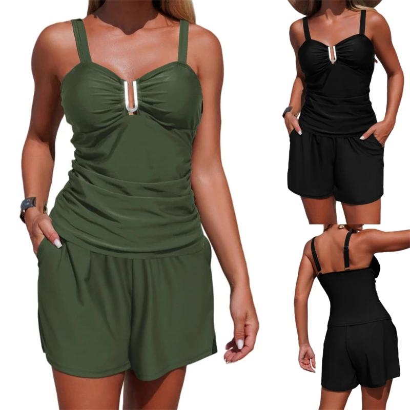 2026 Womens Two Piece Swimsuit Set Tank Low Cut Neck Swimwear Tummy Control Bathing Suit Push Up Tops and Boyshorts with Pocket
2026 Womens Two Piece Swimsuit Set Tank Low Cut Neck Swimwear Tummy Control Bathing Suit Push Up Tops and Boyshorts with Pocket