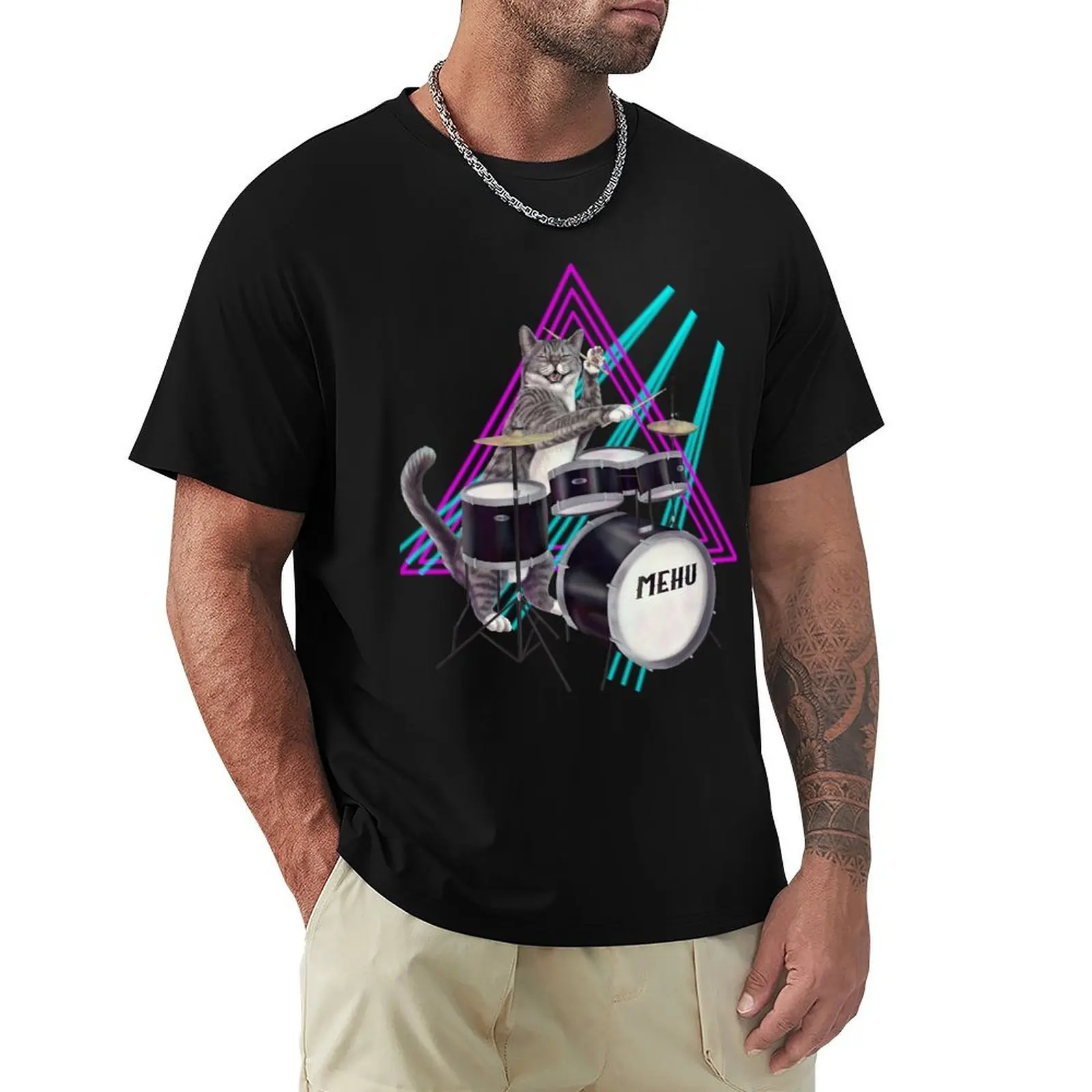 Cat Drummer - Rock band kitty playing the drums T-Shirt shirts graphic custom t shirt oversized t shirt Men's cotton t-shirt
Cat Drummer - Rock band kitty playing the drums T-Shirt shirts graphic custom t shirt oversized t shirt Men's cotton t-shirt