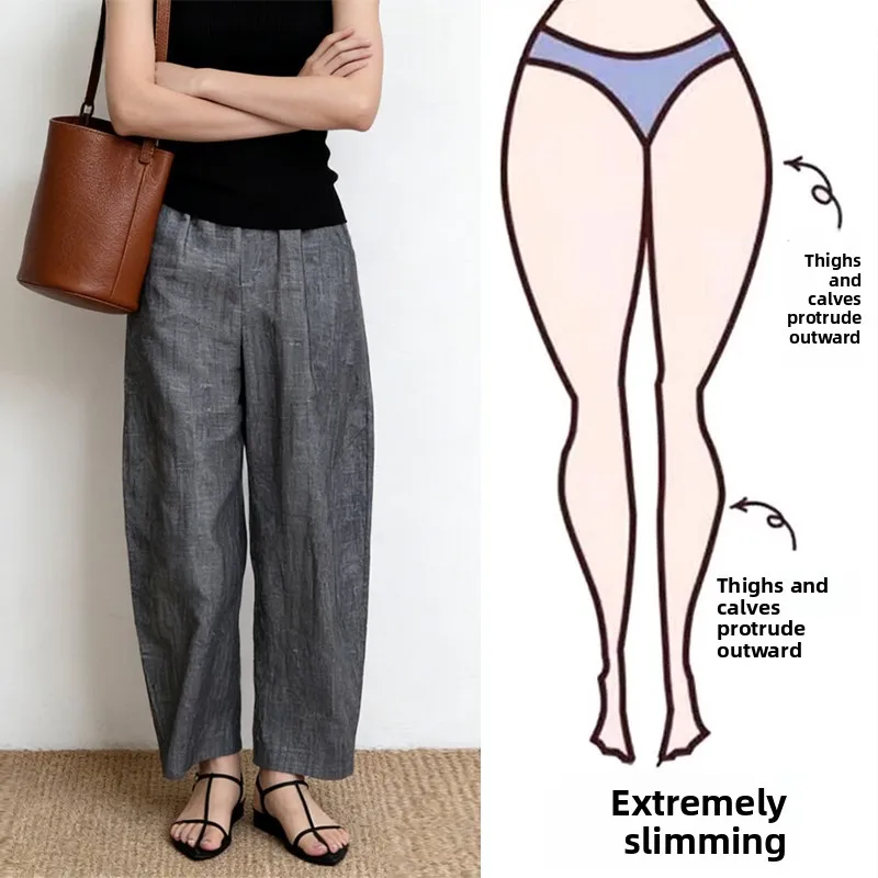 Summer Thin Wide Leg Pants Women's plus Size Loose Casual Trousers Nine Points Knife Lazy Style Casual Loose Fit Trousers
Summer Thin Wide Leg Pants Women's plus Size Loose Casual Trousers Nine Points Knife Lazy Style Casual Loose Fit Trousers