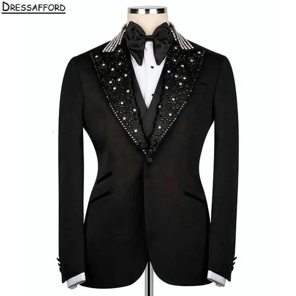 Black Pearls Beading Crystal Men Business Formal Ocn Tuxedos Grooms Wedding Party Prom Male Suit 2 Piece Set Blazer Pants
Black Pearls Beading Crystal Men Business Formal Ocn Tuxedos Grooms Wedding Party Prom Male Suit 2 Piece Set Blazer Pants