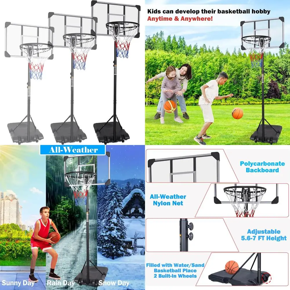 Adjustable Height Basketball Hoop System for Teenagers and Adults, 28 Inch Rim, Suitable for Outdoor and Indoor Courts 
Adjustable Height Basketball Hoop System for Teenagers and Adults, 28 Inch Rim, Suitable for Outdoor and Indoor Courts