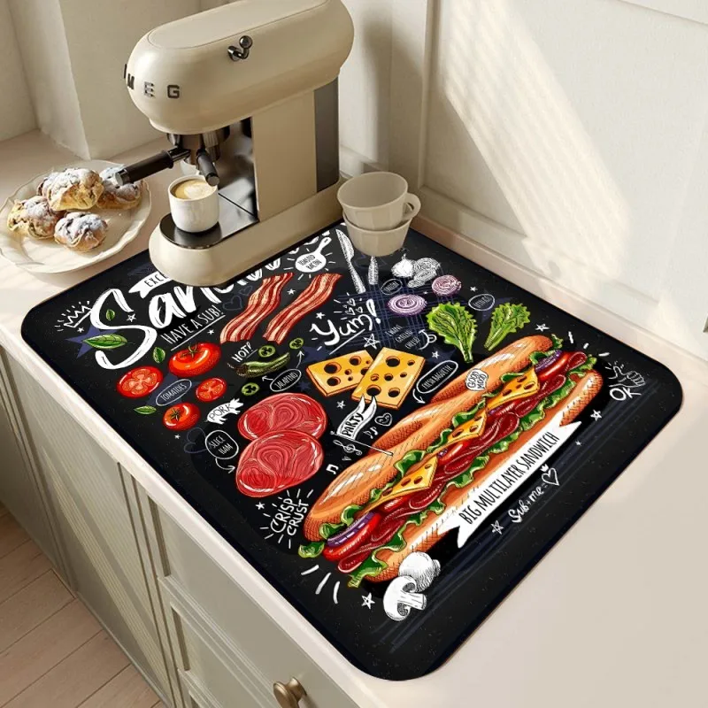 Fast Food Doodle Dish Drying Mats Anti-Slip Polyester Kitchen Countertop Pad Absorbent Rubber Kitchen Pad for Dishes Coffee Mugs
Fast Food Doodle Dish Drying Mats Anti-Slip Polyester Kitchen Countertop Pad Absorbent Rubber Kitchen Pad for Dishes Coffee Mugs