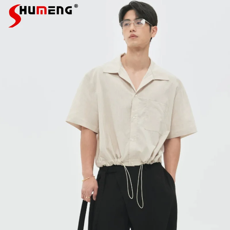 2026 Men's Summer New Fashion Loose Shirts Drawstring Design Short Sleeve Tops Solid Color Simple Chic Pocket Decorative Shirts
2026 Men's Summer New Fashion Loose Shirts Drawstring Design Short Sleeve Tops Solid Color Simple Chic Pocket Decorative Shirts