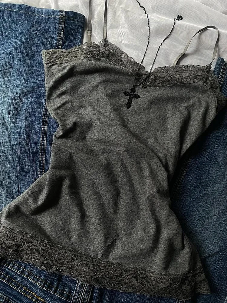 New Hot Girl Retro Lace Patchwork Sexy Cotton Gray Vest Aesthetic Summer Slim Fit Vest Retro Harajuku Hollow Y2k Sleeveless Tops
New Hot Girl Retro Lace Patchwork Sexy Cotton Gray Vest Aesthetic Summer Slim Fit Vest Retro Harajuku Hollow Y2k Sleeveless Tops