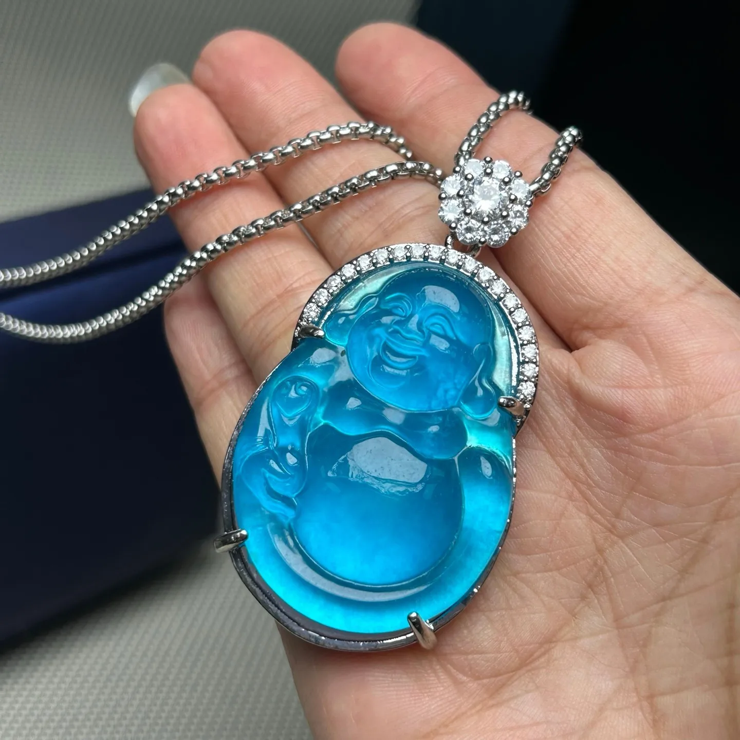 AAA Real Natural Ice Blue Jade Jadeite Amulet Buddha Pendant&Necklaces
AAA Real Natural Ice Blue Jade Jadeite Amulet Buddha Pendant&Necklaces