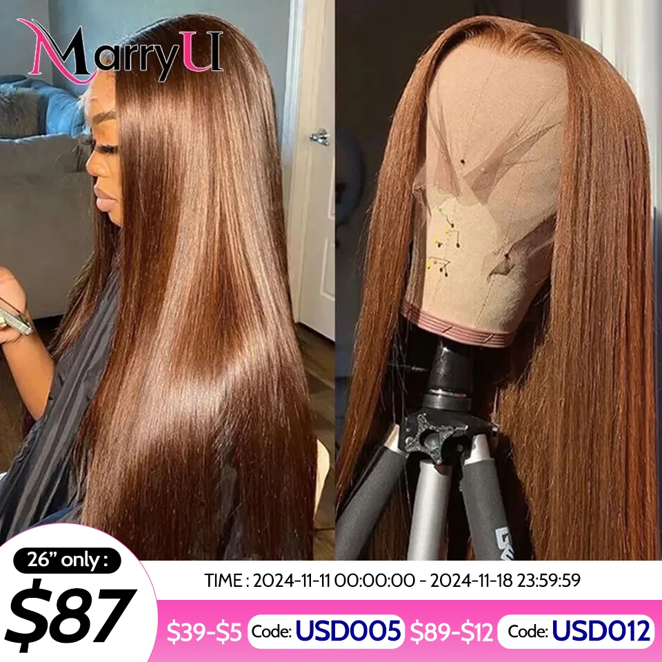 MARRYU Chocolate Brown HD Lace Frontal Wig Malaysia Straight Human Hair Wigs Colored Human Hair Wig 13x4 Lace Frontal Wig
MARRYU Chocolate Brown HD Lace Frontal Wig Malaysia Straight Human Hair Wigs Colored Human Hair Wig 13x4 Lace Frontal Wig