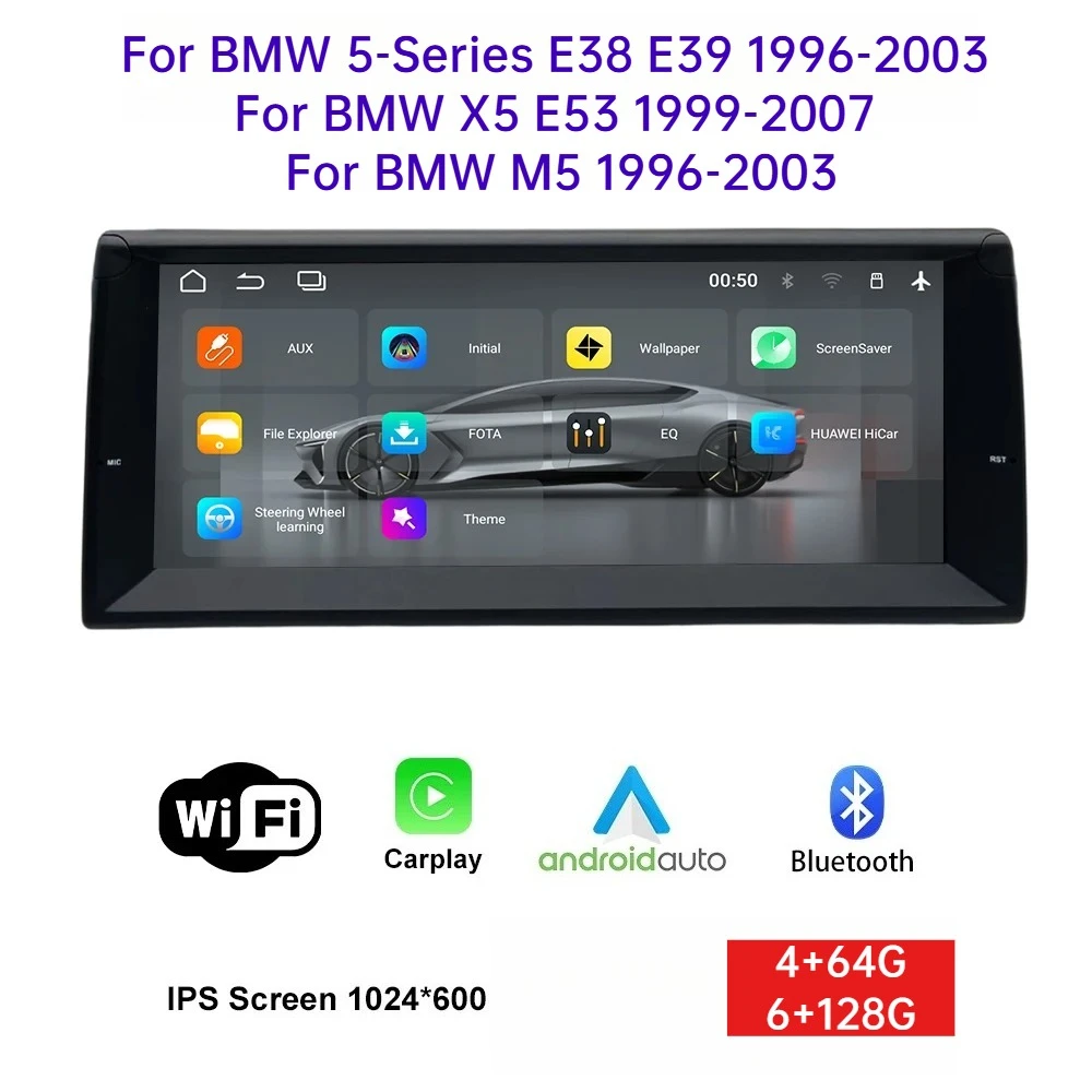 For BMW 5 Series 7 Series E38 E39 X5 E53 M5 Car Multimedia Player 10.25" Touch Screen GPS Navigation WiFi Bluetooth Car Stereo
For BMW 5 Series 7 Series E38 E39 X5 E53 M5 Car Multimedia Player 10.25" Touch Screen GPS Navigation WiFi Bluetooth Car Stereo