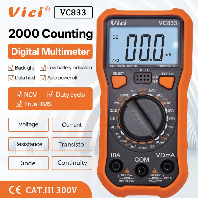 Низкая цена, 2000 цифр, ручной авометр, цифровой мультиметр VC833, ручной диапазон
Низкая цена, 2000 цифр, ручной авометр, цифровой мультиметр VC833, ручной диапазон