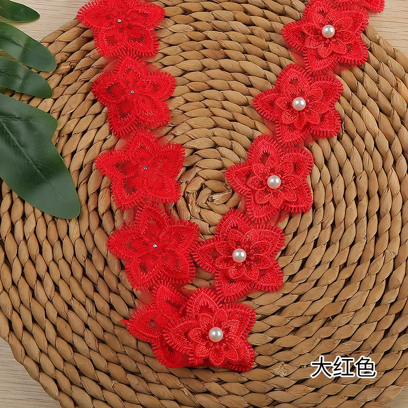 40Yards Pearl Flower Lace Trim Ribbon Fabric Embroidered Two Layers Red Pink White Applique Sewing Craft Wedding Dress Clothes
40Yards Pearl Flower Lace Trim Ribbon Fabric Embroidered Two Layers Red Pink White Applique Sewing Craft Wedding Dress Clothes