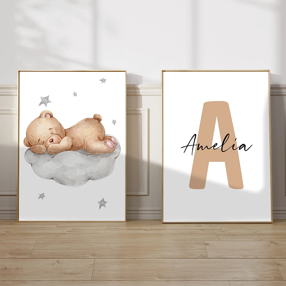 Custom Bear Baby Posters And Prints Cartoon Wall Art Canvas Painting Personalized Names Letters Wall Picture Kids Room Decor
Custom Bear Baby Posters And Prints Cartoon Wall Art Canvas Painting Personalized Names Letters Wall Picture Kids Room Decor