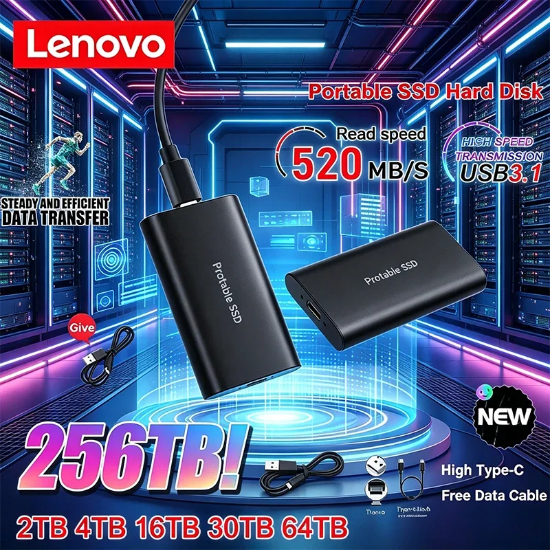 Lenovo Portable SSD Hard Drive High Speed Large Capacity Storage for Laptop/MAC - 2TB 4TB 8TB 256TB Solid State Disks
Lenovo Portable SSD Hard Drive High Speed Large Capacity Storage for Laptop/MAC - 2TB 4TB 8TB 256TB Solid State Disks