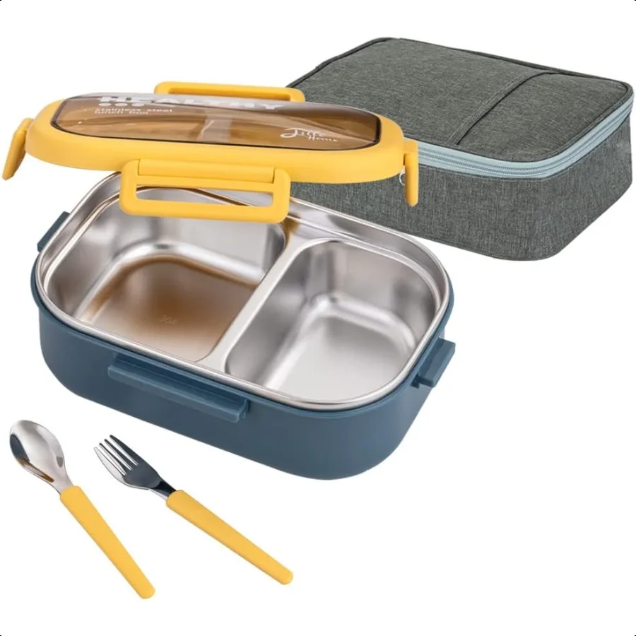 Lille Home 28oz Stainl Steel Leakproof 2Compartment Bento Lunch Box Portion Control Food Container with Lunch Bag and Cutlery S
Lille Home 28oz Stainl Steel Leakproof 2Compartment Bento Lunch Box Portion Control Food Container with Lunch Bag and Cutlery S