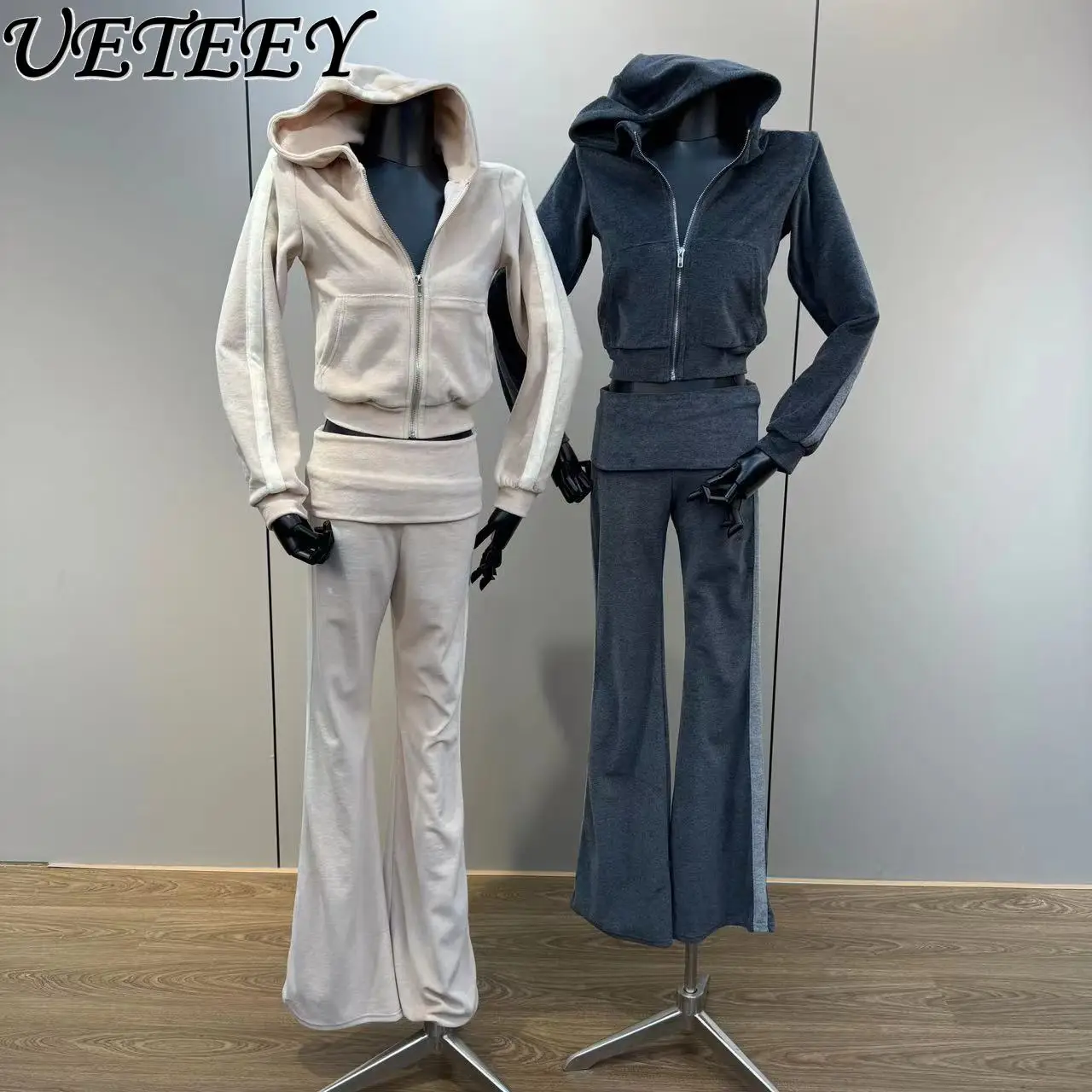 2026 Spring Hooded Long Sleeve Color Block Cardigan Jacket and Flared Pants Fleece Line Versatile Casual Two-Piece Set
2026 Spring Hooded Long Sleeve Color Block Cardigan Jacket and Flared Pants Fleece Line Versatile Casual Two-Piece Set