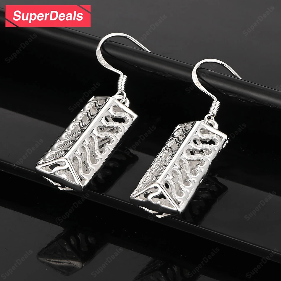 SuperDeals 925 Sterling Silver Hollow Cuboid Drop Earrings Charm Temperament Jewelry Women Wedding Engagement Party Fine Gift
SuperDeals 925 Sterling Silver Hollow Cuboid Drop Earrings Charm Temperament Jewelry Women Wedding Engagement Party Fine Gift