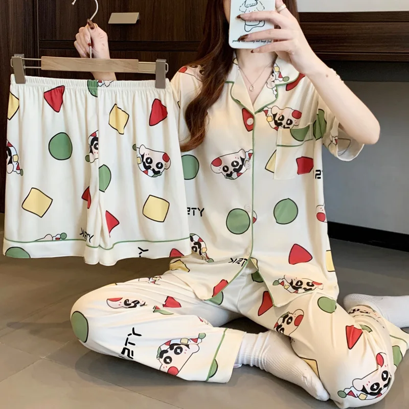 3pcs Crayon Shin-Chan Print Pajamas Women Set Shorts Sleeve Pyjamas Thin Loose Spring Summer Cute Cartoon Loungewear Home Wear
3pcs Crayon Shin-Chan Print Pajamas Women Set Shorts Sleeve Pyjamas Thin Loose Spring Summer Cute Cartoon Loungewear Home Wear