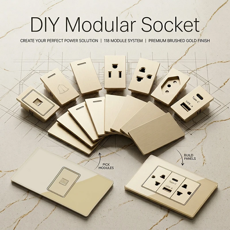 DIY Modular Wall Plate 2x4 inch Tempered Glass NEMA 5-15R Duplex Outlet US EU Italy Chile Universal Replaceable Socket Modules
DIY Modular Wall Plate 2x4 inch Tempered Glass NEMA 5-15R Duplex Outlet US EU Italy Chile Universal Replaceable Socket Modules