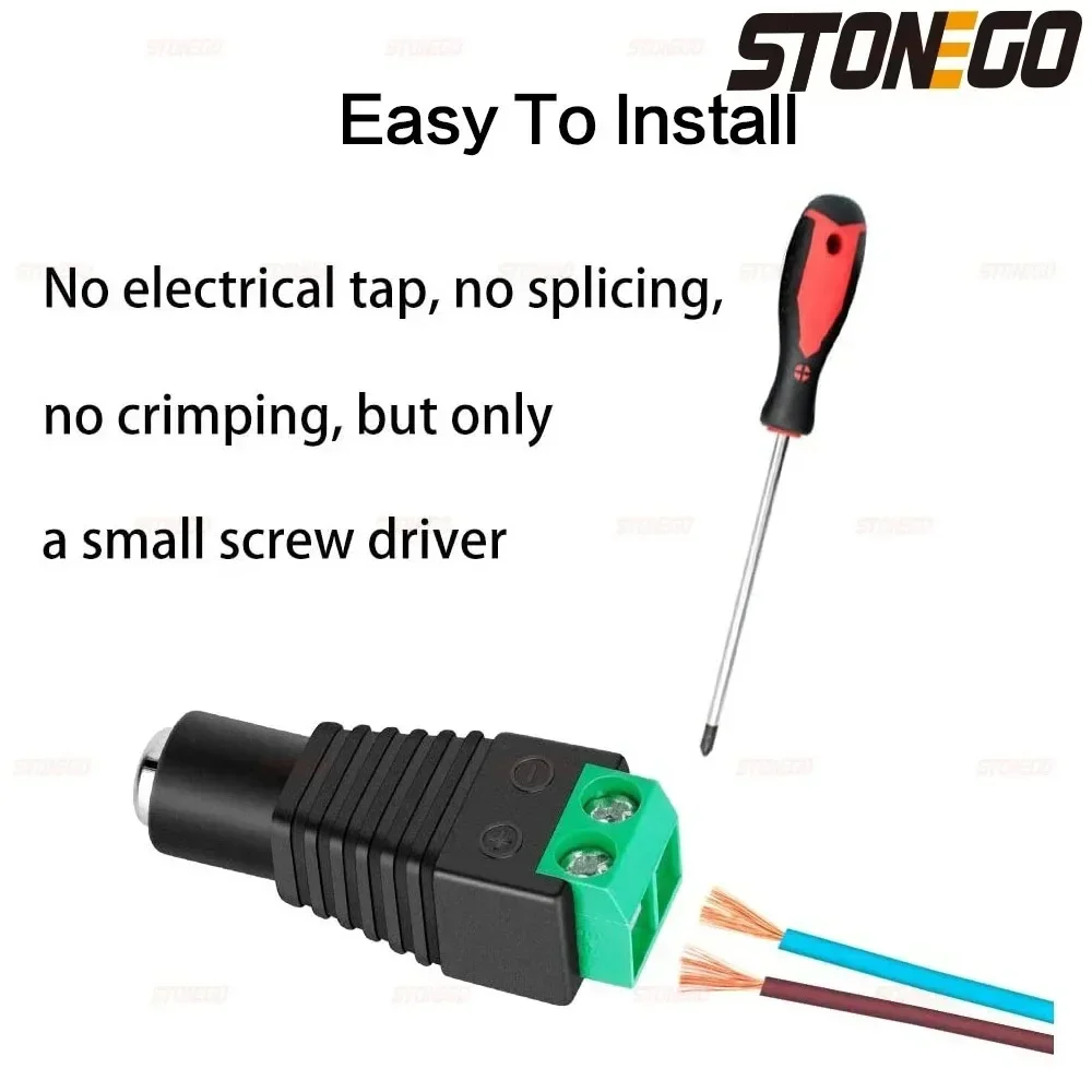 Male and Female Welding-Free DC Plug 5.5*2.1mm Welding-Free DC Female Head Green Terminal Monitoring Power Plug Push-But Crimp
Male and Female Welding-Free DC Plug 5.5*2.1mm Welding-Free DC Female Head Green Terminal Monitoring Power Plug Push-But Crimp