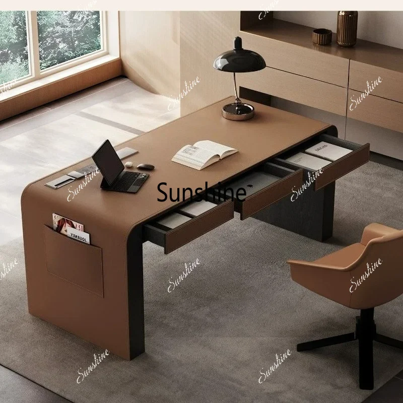 Saddle leather solid wood desk Italian high-end study home writing desk computer deskTJ
Saddle leather solid wood desk Italian high-end study home writing desk computer deskTJ