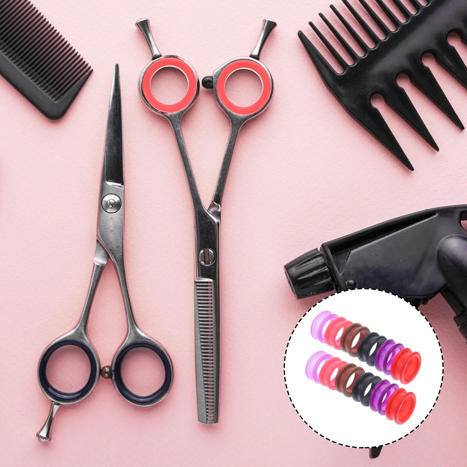 12Pcs Silicone Scissors Finger Rings Soft Non-Slip Grooming Scissor Rings for Haircutting Styling Accessories Comfortable
12Pcs Silicone Scissors Finger Rings Soft Non-Slip Grooming Scissor Rings for Haircutting Styling Accessories Comfortable