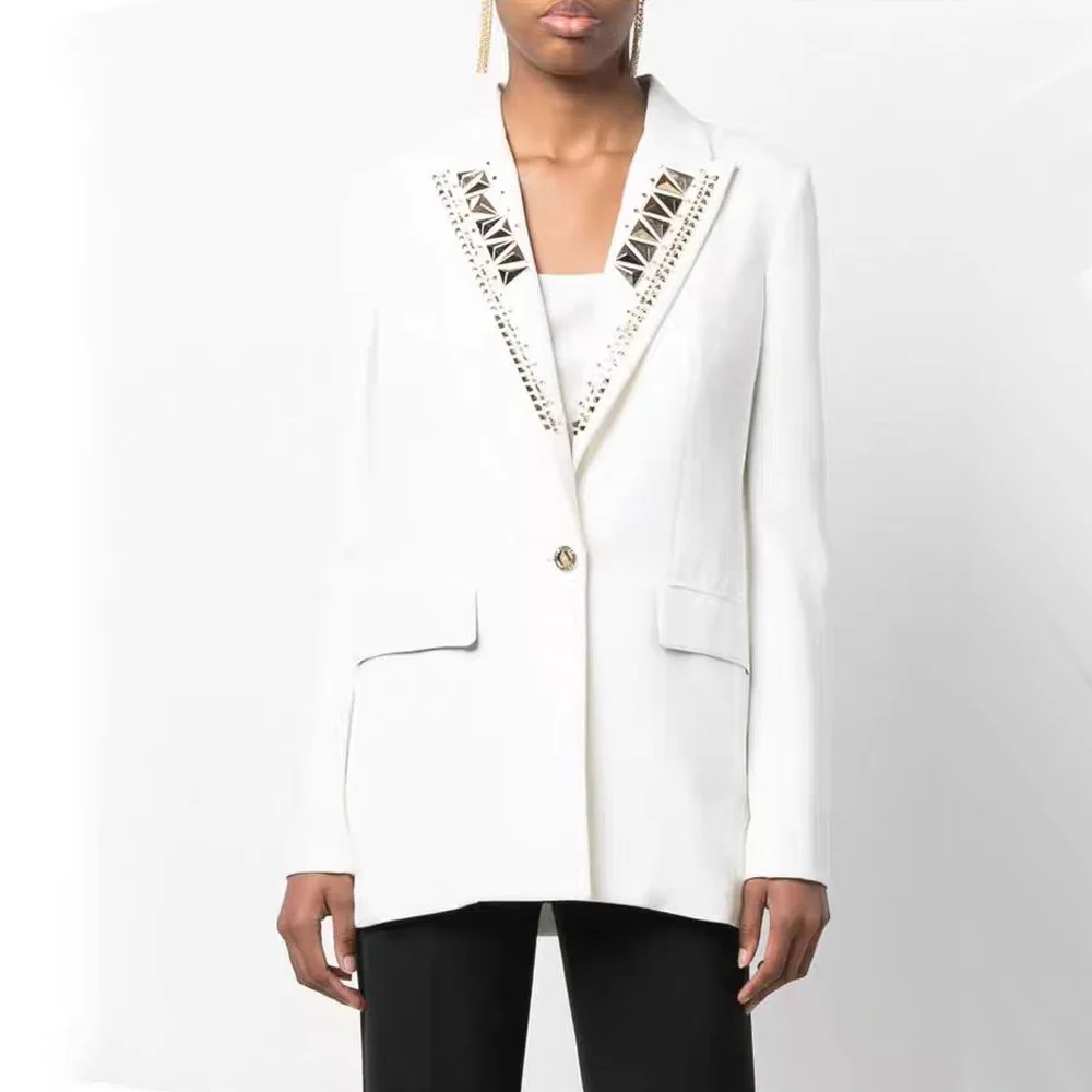 New heavy metal sheet iron drilling design sense a button slim-fit temperament women's suit
New heavy metal sheet iron drilling design sense a button slim-fit temperament women's suit