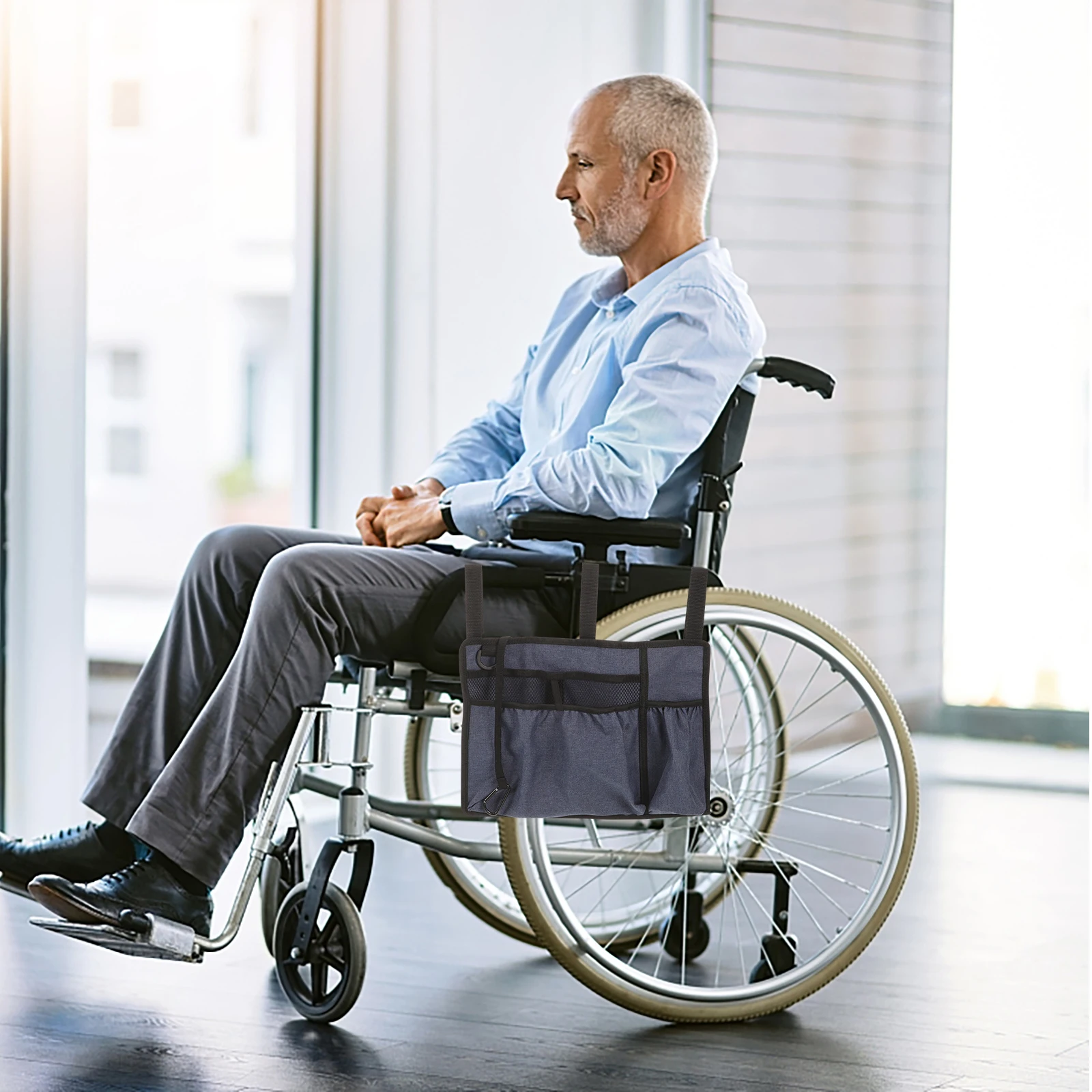 Большая вместительная сумка из ткани Оксфорд для инвалидной коляски, прочный подвесной органайзер для хранения на подлокотнике для Walker, аксессуары для скутера 
Большая вместительная сумка из ткани Оксфорд для инвалидной коляски, прочный подвесной органайзер для хранения на подлокотнике для Walker, аксессуары для скутера