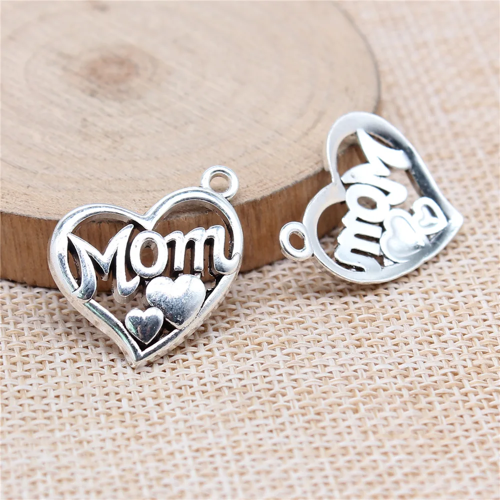 20pcs 25x20mm(0.98x0.79inch) Antique Silver Color Mom Heart Charms DIY Jewelry Making Accessories
20pcs 25x20mm(0.98x0.79inch) Antique Silver Color Mom Heart Charms DIY Jewelry Making Accessories