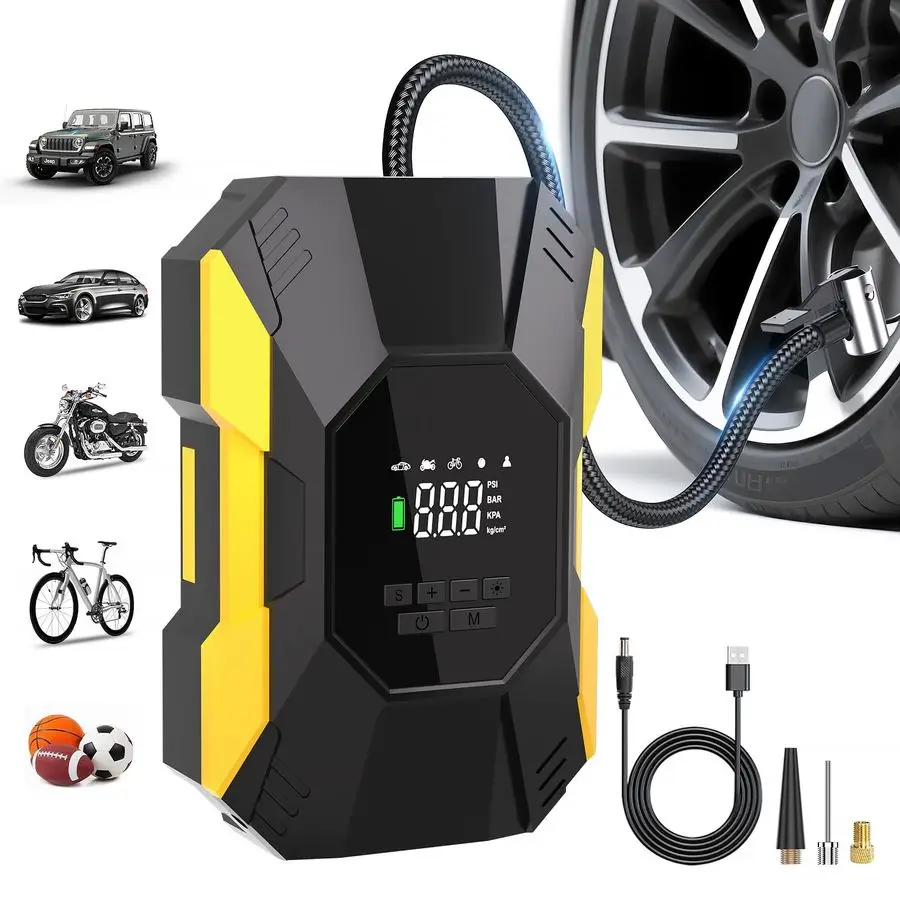 Inflator Portable Air Compressor,150PSI Cordless Air Pump for Car Tires with Rechargeable Battery amp Digital Pressure Gauge, 5X
Inflator Portable Air Compressor,150PSI Cordless Air Pump for Car Tires with Rechargeable Battery amp Digital Pressure Gauge, 5X