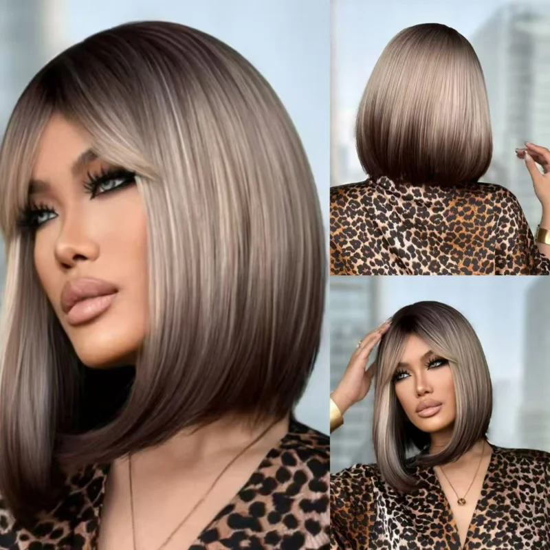 Nordic Middle Eastern bob wig with bangs, full head short hairstyle for women, gradient color
Nordic Middle Eastern bob wig with bangs, full head short hairstyle for women, gradient color