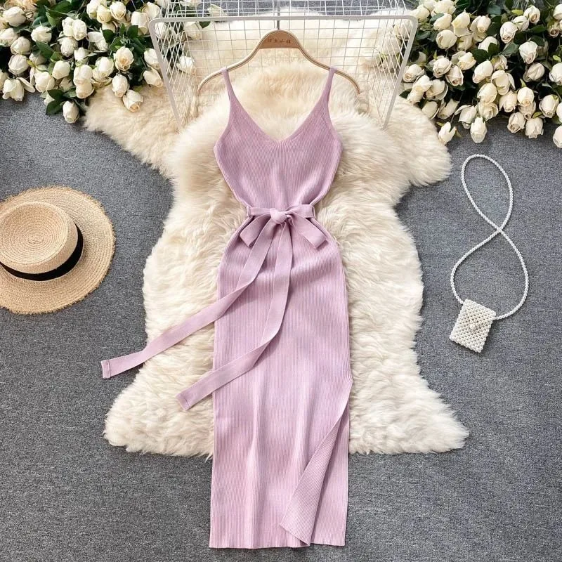 YuooMuoo Chic Fashion 2026 Summer Sleeveless Split Long Dress Women V-neck Belted Knitted Tank Dress Streetwear Lady Outfits
YuooMuoo Chic Fashion 2026 Summer Sleeveless Split Long Dress Women V-neck Belted Knitted Tank Dress Streetwear Lady Outfits
