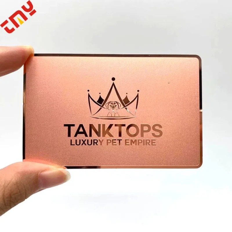 100pcs High Quality Cheapest Price Rose Gold Custom Metal Membership VIP Business Card Printing With Your Own Design
100pcs High Quality Cheapest Price Rose Gold Custom Metal Membership VIP Business Card Printing With Your Own Design