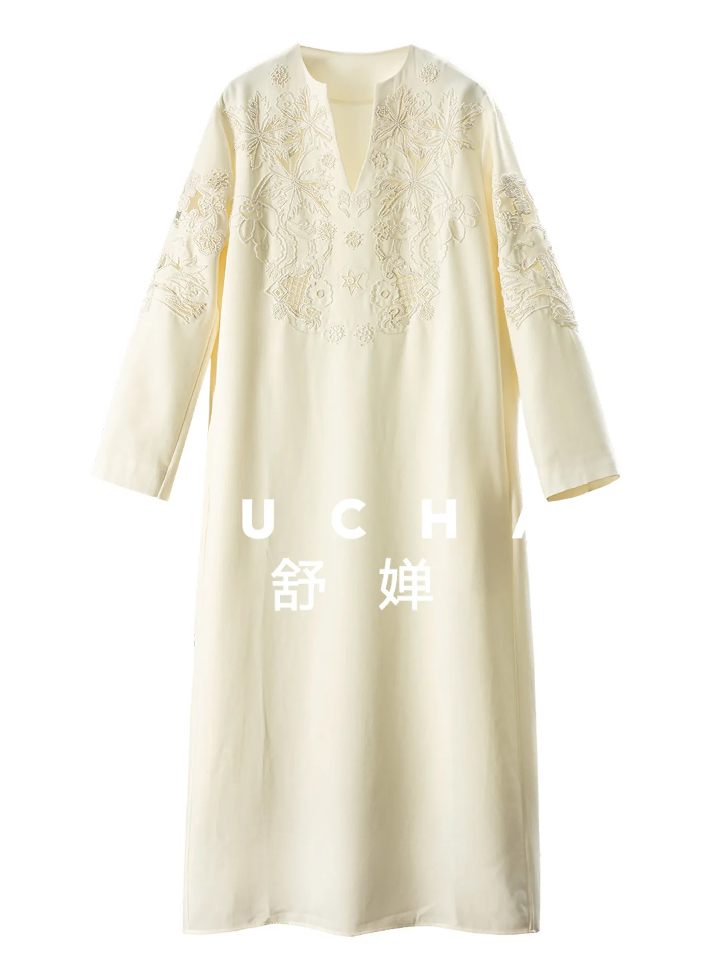 Exquisite and Gorgeous French Elegant Heavy Industry Bead Embroidered Acetate V-neck Long-sleeved Dress Women 69I7
Exquisite and Gorgeous French Elegant Heavy Industry Bead Embroidered Acetate V-neck Long-sleeved Dress Women 69I7