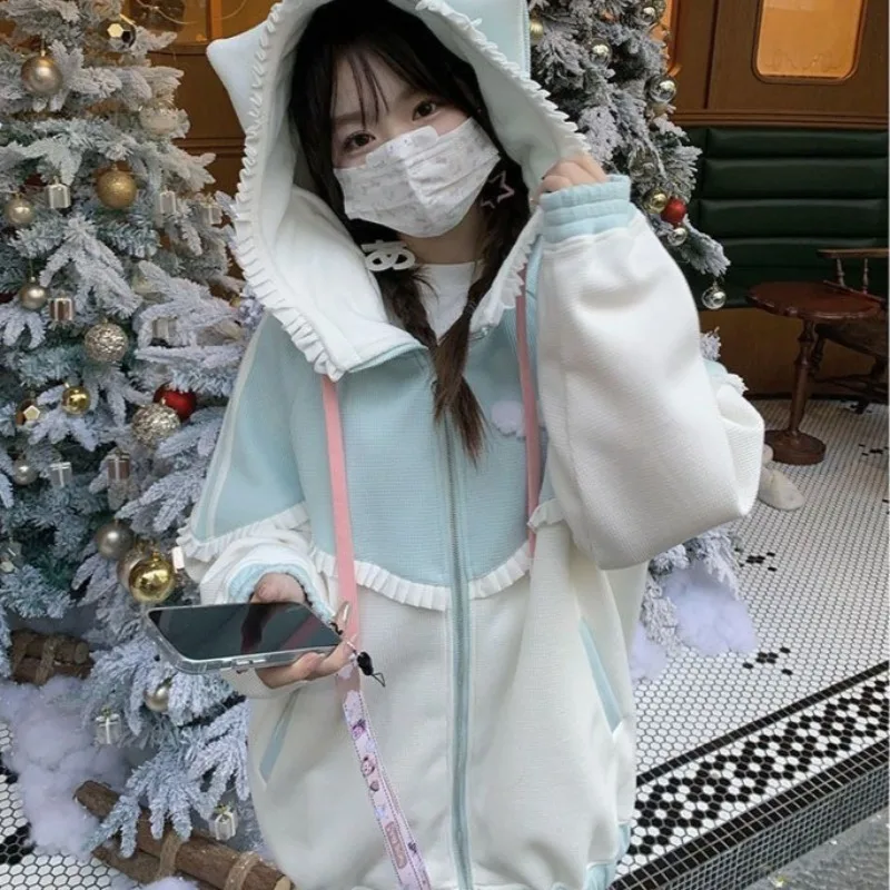 Y2k Sweet Cute Cat Ear Hoodie Coat Women Autumn Winter New Thicked Warm Jackets Mid-length Long Sleeve Loose Tops Mujer
Y2k Sweet Cute Cat Ear Hoodie Coat Women Autumn Winter New Thicked Warm Jackets Mid-length Long Sleeve Loose Tops Mujer