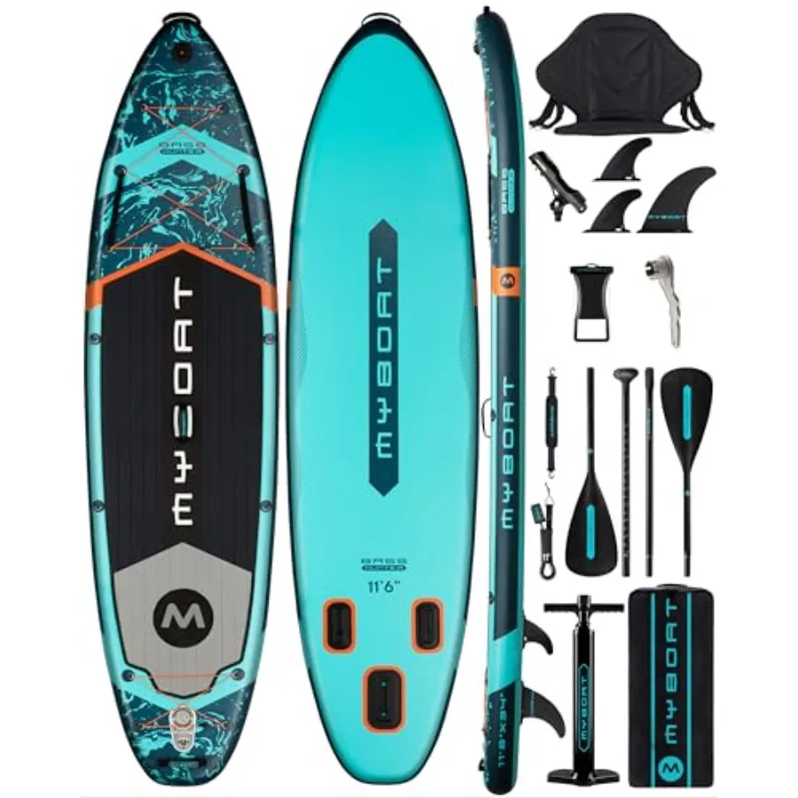 Fishing SUP board: extra wide inflatable paddle board 11'6×34×6,durable PVC material, blue-gray color, ultra-stable design with
Fishing SUP board: extra wide inflatable paddle board 11'6×34×6,durable PVC material, blue-gray color, ultra-stable design with