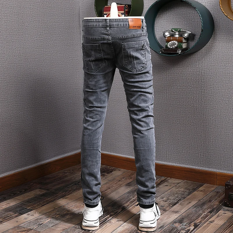 Street Designer Fashion Men Jeans Retro Washed Gray Stretch Skinny Fit Ripped Jeans Men Y2K Vintage Casual Denim Pencil Pants
Street Designer Fashion Men Jeans Retro Washed Gray Stretch Skinny Fit Ripped Jeans Men Y2K Vintage Casual Denim Pencil Pants