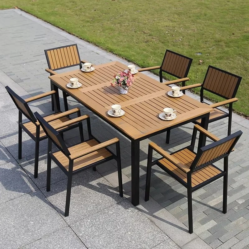 Outdoor Garden Plastic Wooden Furniture Set Dining Chairs and Tables Garden Set
Outdoor Garden Plastic Wooden Furniture Set Dining Chairs and Tables Garden Set