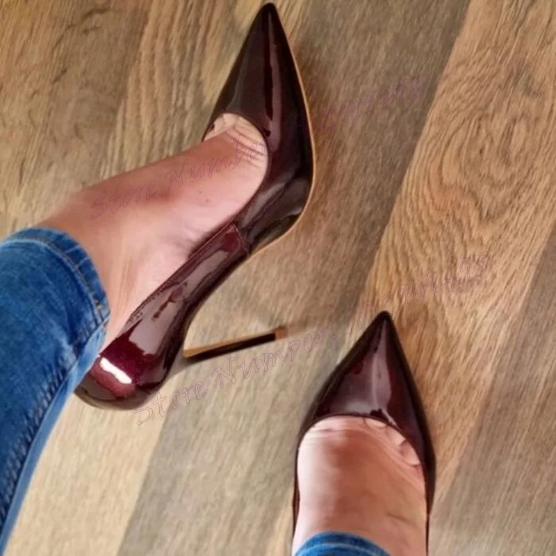 Wine Red Patent Leather Elegant Pumps Pointed Toe Shoes for Women Thin High Heels Sexy Lady Party Shoes 2025 Zapatos Para Mujere
Wine Red Patent Leather Elegant Pumps Pointed Toe Shoes for Women Thin High Heels Sexy Lady Party Shoes 2025 Zapatos Para Mujere