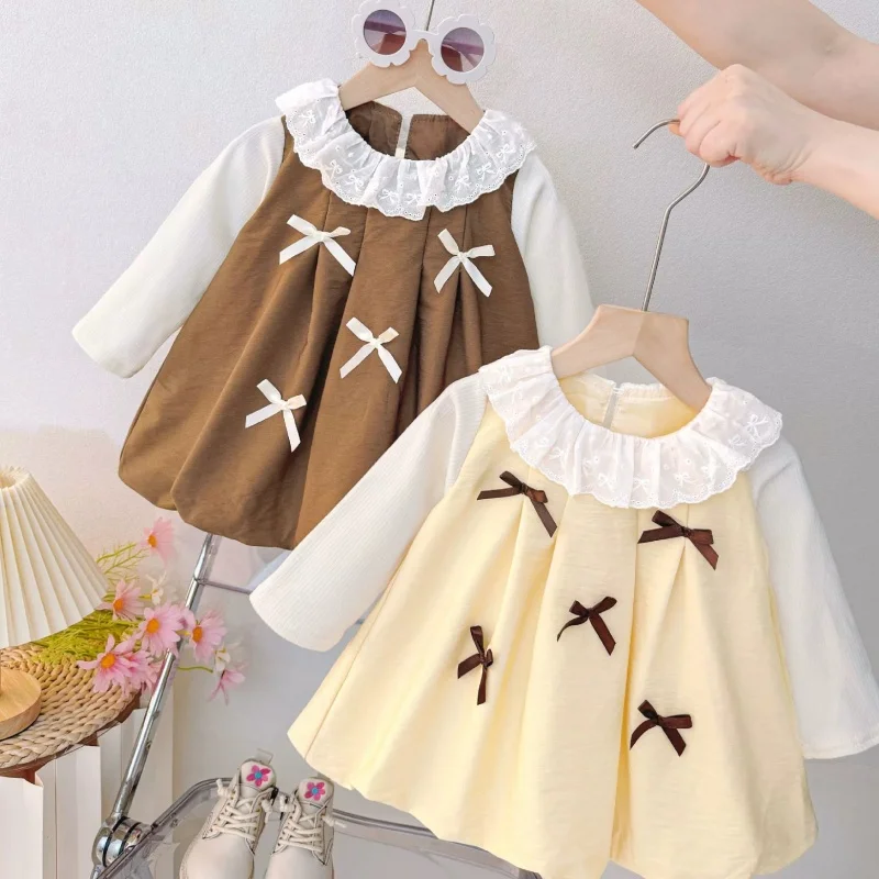 Платья для маленьких девочек, летние хлопковые платья с длинными рукавами и бантом для девочек, милые платья принцессы с круглым вырезом для девочек, одежда для маленьких девочек
Платья для маленьких девочек, летние хлопковые платья с длинными рукавами и бантом для девочек, милые платья принцессы с круглым вырезом для девочек, одежда для маленьких девочек