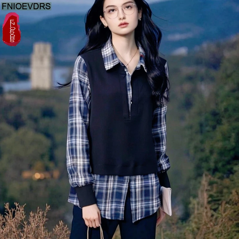 Свободная одежда Повседневные топы Блузки Новая мода Женские базовые рубашки с длинным рукавом Туника Халат Лоскутный топ из двух предметов Клетчатые рубашки
Свободная одежда Повседневные топы Блузки Новая мода Женские базовые рубашки с длинным рукавом Туника Халат Лоскутный топ из двух предметов Клетчатые рубашки