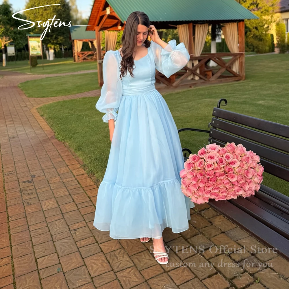 SSYTENS A Line Sky Blue Organza Customized Prom Dresses Long Sleeves Women Evening Party Dress Ankle Length Formal Occasion Gown
SSYTENS A Line Sky Blue Organza Customized Prom Dresses Long Sleeves Women Evening Party Dress Ankle Length Formal Occasion Gown
