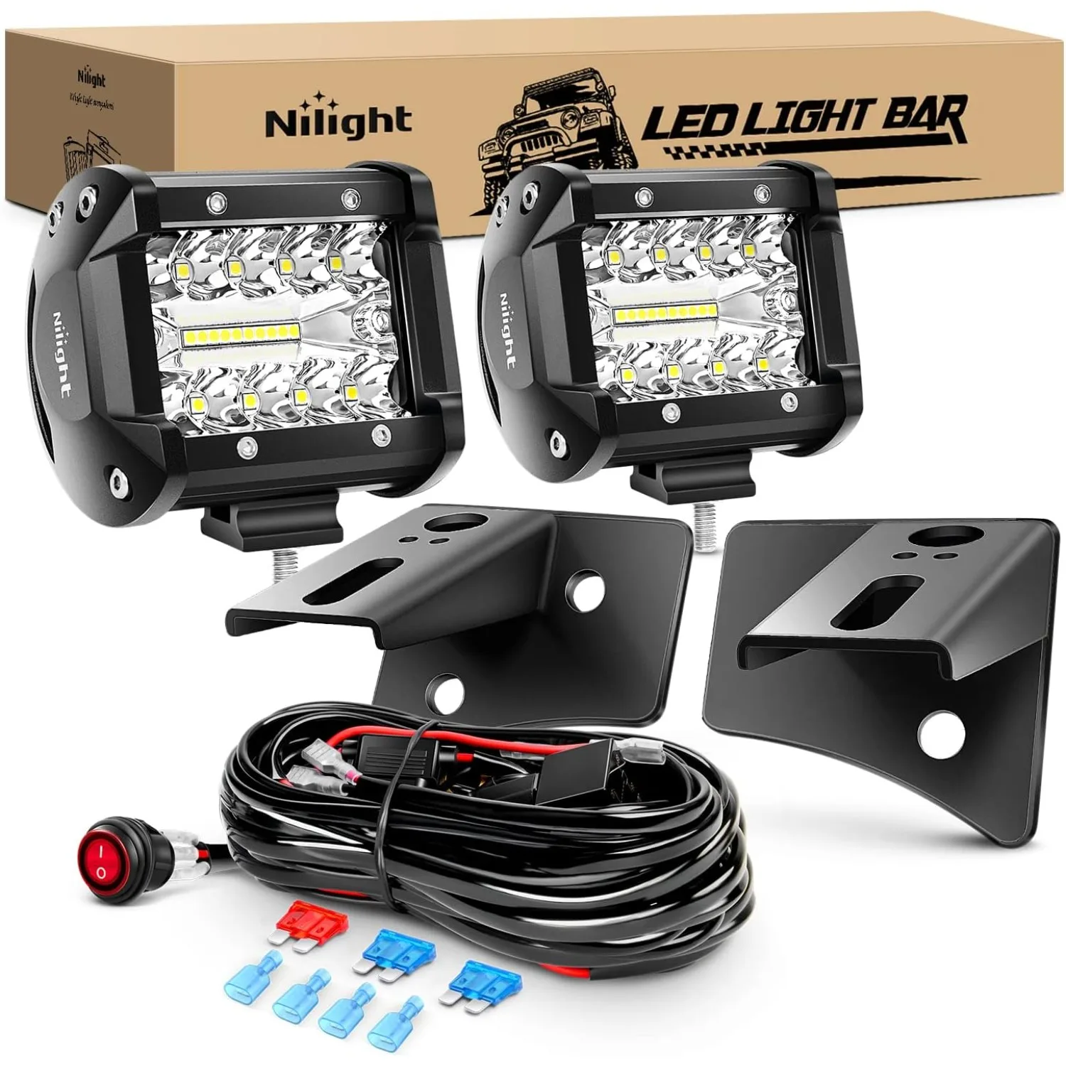 Nilight 2Pcs 4Inch LED Pods Bar Triple Row 60W Flood Spot Combo 6000LM Driving Off Road with 2007-2017 Wrangler JK/JKU 2DR 4DR A-Pillar Windshield Hinge Mounting Brackets Wiring Harness Kit
Nilight 2Pcs 4Inch LED Pods Bar Triple Row 60W Flood Spot Combo 6000LM Driving Off Road with 2007-2017 Wrangler JK/JKU 2DR 4DR A-Pillar Windshield Hinge Mounting Brackets Wiring Harness Kit
