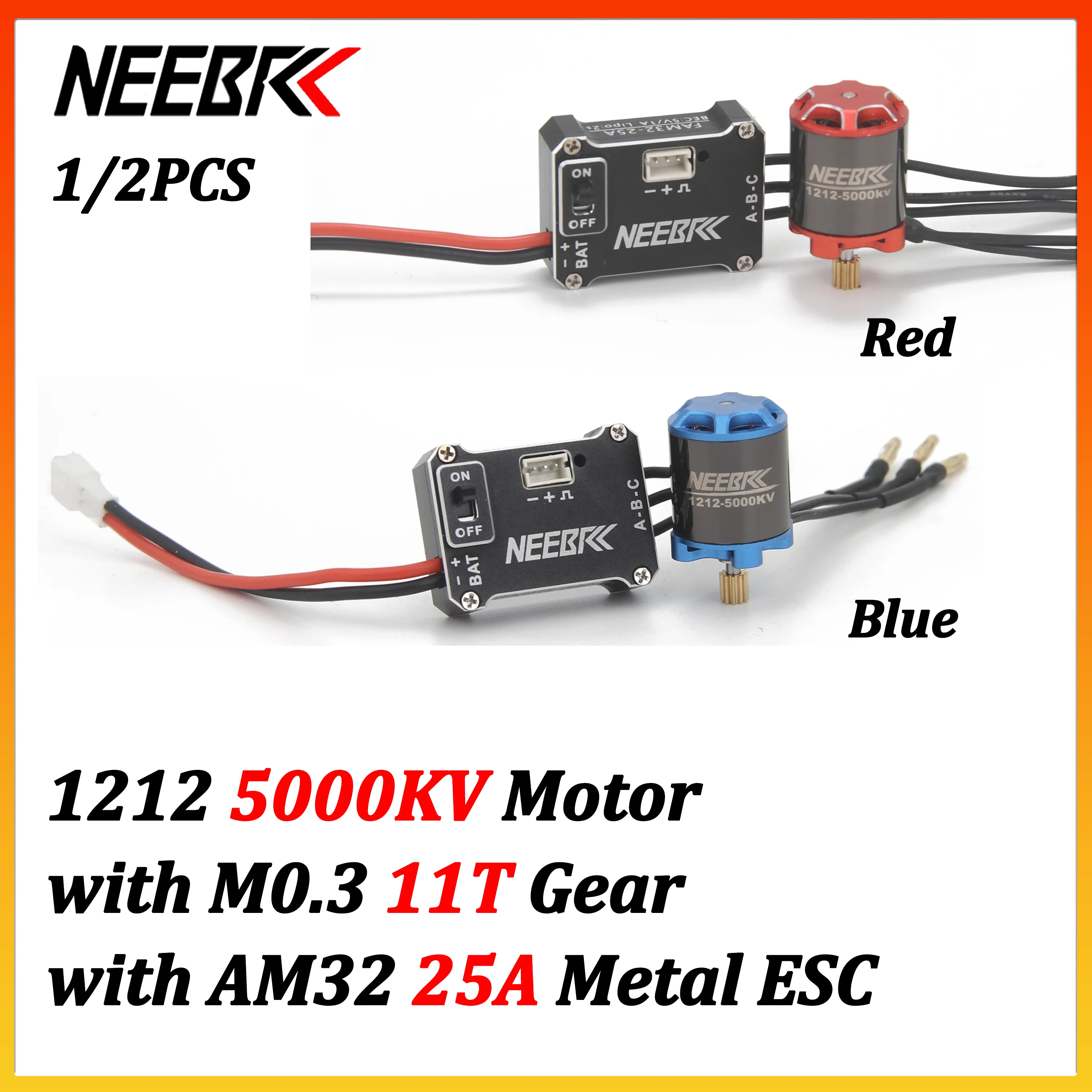 NEEBRC 1212 5000KV Motor with AM32 25A Metal ESC M0.3 11T Gear Combo for 1/24 1/30 RC Car Drift Crawler DIY Model Axial SCX30
NEEBRC 1212 5000KV Motor with AM32 25A Metal ESC M0.3 11T Gear Combo for 1/24 1/30 RC Car Drift Crawler DIY Model Axial SCX30